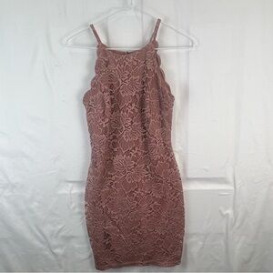 BCX Dress - Size 5 - Dusty Rose - Spaghetti Strap - Lace - Pink - Mini